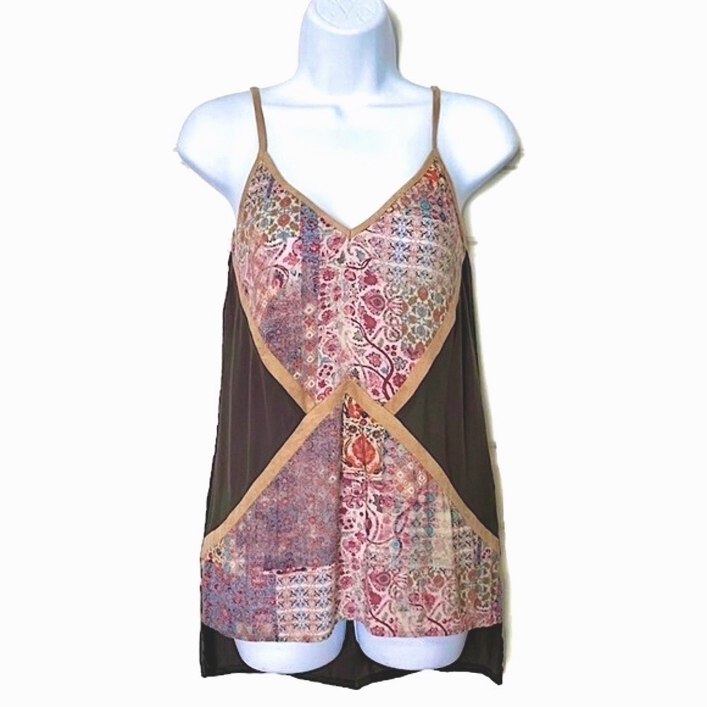 Sw3 Bespoke ‘Tisdale’ Mixed-Media Patchwork Style Boho Tank Nwot Sz Small